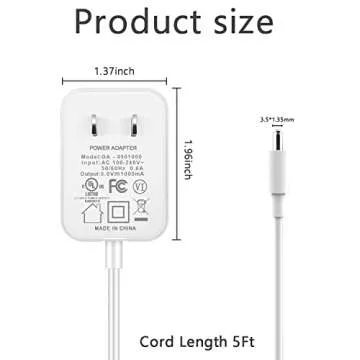 HZPOWEN 5ft Adapter Power Cord for Hatch Sound Machine