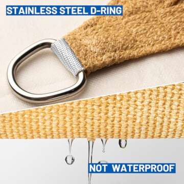 SUNLAX Sun Shade Sail 10' x 10' Sand Rectangle Canopy Sail Shade Cover UV Block Permeable Sunshade Outdoor for Patio Backyard Deck Pergola (We Make Custom Size)