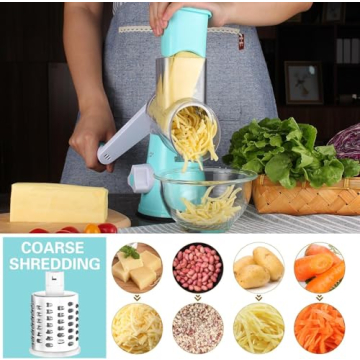 Cambom Rotary Cheese Grater: Effortless Cheese & Veggie Shredding