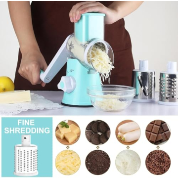 Cambom Rotary Cheese Grater: Effortless Cheese & Veggie Shredding