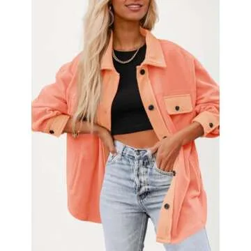 Fisoew Womens Oversized Button Down Shacket for Spring
