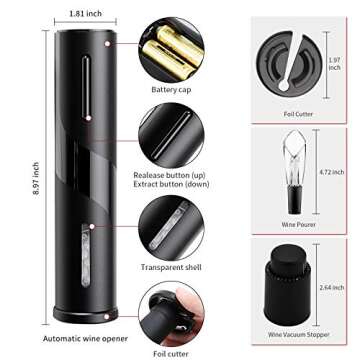 Eythyfy Electric Wine Bottle Opener Set, Automatic Corkscrew Wine Opener Kit for Wine Lovers, Batter...