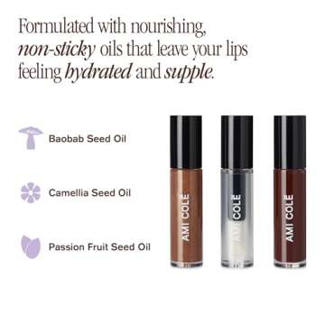 AMI COLÉ Hydrating Lip Treatment 3in1 multitasker for your lips (Holiday Lip Trio), tinted lip gloss, hydrating lip gloss, moisturizing, natural