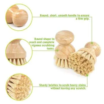 Eco-Friendly Kitchen Scrub Brushes - Natural Cleaning Set