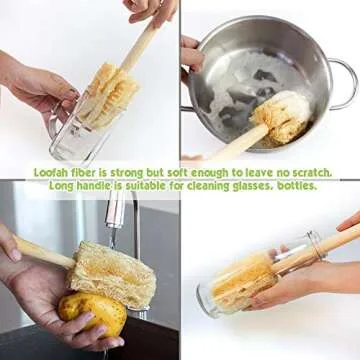 Eco-Friendly Kitchen Scrub Brushes - Natural Cleaning Set