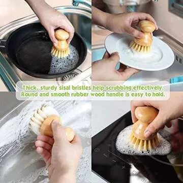 Eco-Friendly Kitchen Scrub Brushes - Natural Cleaning Set