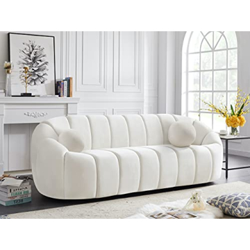 Modern Velvet Sofa with Deep Channel Tufting - Meridian Elijah