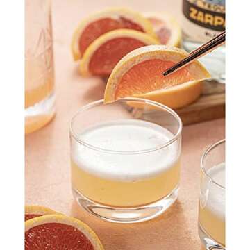 Viski Raye Crystal Negroni Glasses, Lowball Cocktail Glasses Premium Crystal Glassware, 8oz Tumbler Glasses Set of 2