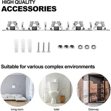 Bosszi Mop and Broom Holder, 4 Positions 5 Hooks Heavy Duty Mop Hanger Wall Mounted Stainless Steel Organizer for Home Laundry Bathroom, Garage Storage Systems Utility Tools Rack