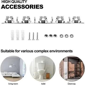 Bosszi Mop and Broom Holder, 4 Positions 5 Hooks Heavy Duty Mop Hanger Wall Mounted Stainless Steel Organizer for Home Laundry Bathroom, Garage Storage Systems Utility Tools Rack