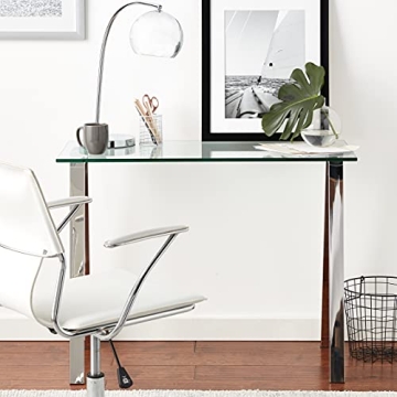 Cortesi Home Trixie Glass Top Desk Perfect for Small Spaces