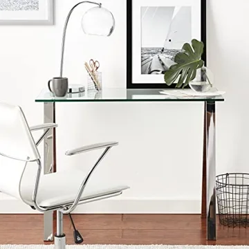 Cortesi Home Trixie Glass Top Desk Perfect for Small Spaces