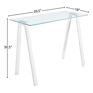 Cortesi Home Trixie Glass Top Desk Perfect for Small Spaces