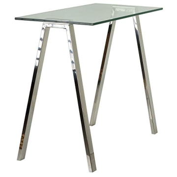 Cortesi Home Trixie Glass Top Desk Perfect for Small Spaces