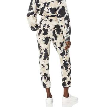 The Drop Women's Dina Fleece Elastic Hem Sweatpant, Black Tie Dye, XL