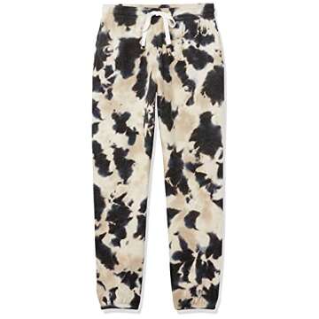 The Drop Women's Dina Fleece Elastic Hem Sweatpant, Black Tie Dye, XL