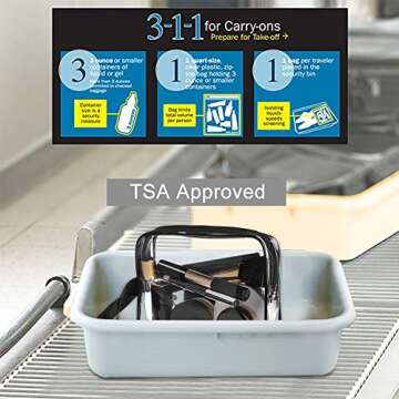 Sariok 3pcs/pack Clear Toiletry Bag with Zipper TSA Approved Travel Cosmetic Bag PVC Make-up Pouch Handle Straps for Women Men, Carry On Airport Airline Compliant Quart Bags 3-1-1 Kit Luggage