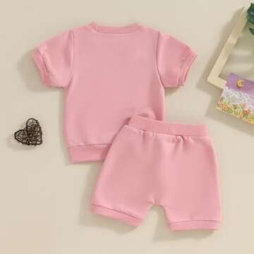 Baby Girl Clothes Infant Summer Outfits Newborn Shorts Sleeve T Shirt Shorts Set Toddler Top Sweatsuit Suit (A Embroidery Daddys Girl Pink, 0-6 Months)