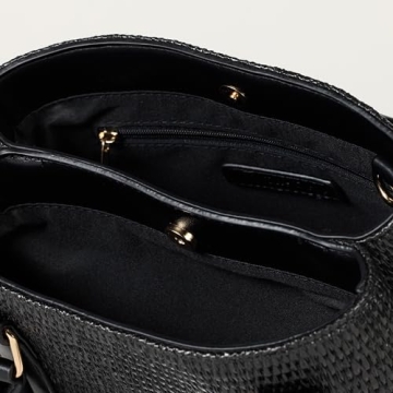 The Drop Women's Orla Boxy Straw Crossbody, Black Straw, One Size