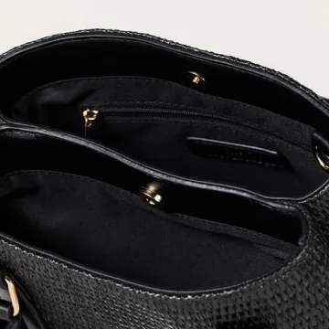 The Drop Women's Orla Boxy Straw Crossbody, Black Straw, One Size