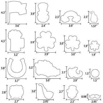 16PCS St.Patrick's Day Cookie Cutter Set Irish Party Supplies - Shamrock Leprechaun Coin Rainbow Beer Flag Horseshoe Design