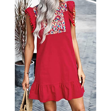 KIRUNDO Summer Mini Dress - Floral Embroidered Elegance