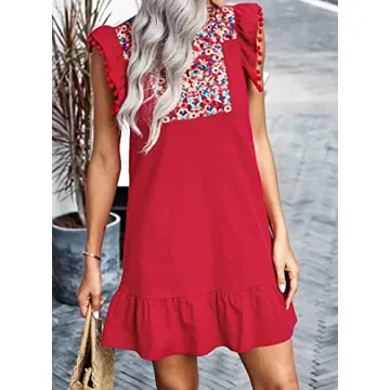 KIRUNDO Summer Mini Dress - Floral Embroidered Elegance