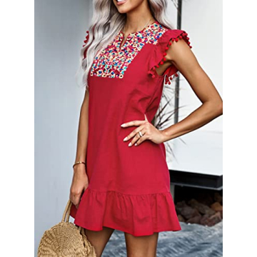 KIRUNDO Summer Mini Dress - Floral Embroidered Elegance