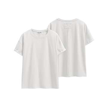 ANRABESS Womens Tops Oversized T Shirts Loose Fit Short Sleeve Crewneck Summer Casual 2025 Trendy Boxy Tee Blouse White Small