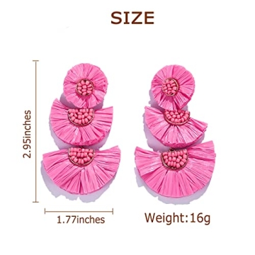 Buy Hot Pink Raffia Statement Earrings for Women