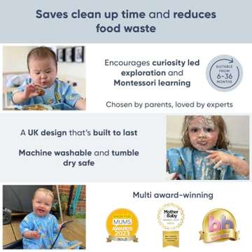 BIBaDO Short Sleeve Baby Bibs for Easy Mealtime Cleanup