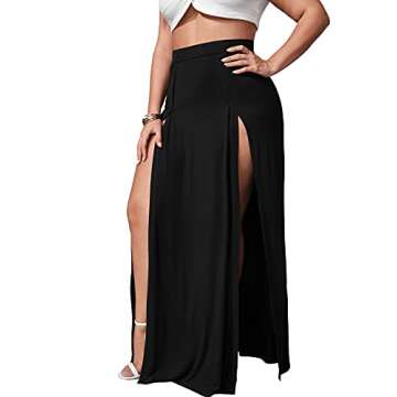 Stylish Plus Size High Waisted Double Split Maxi Skirt