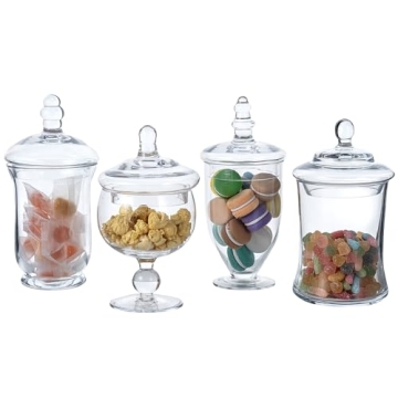 MyGift Set of 4 Glass Apothecary Jars for Events