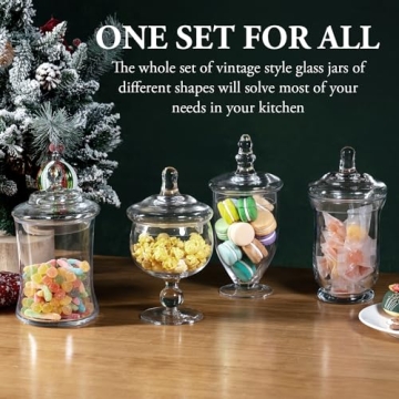 MyGift Set of 4 Glass Apothecary Jars for Events