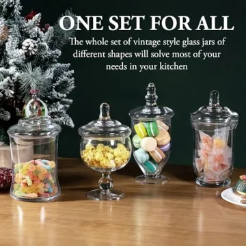 MyGift Set of 4 Glass Apothecary Jars for Events