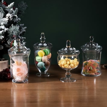 MyGift Set of 4 Glass Apothecary Jars for Events