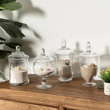 MyGift Set of 4 Glass Apothecary Jars for Events