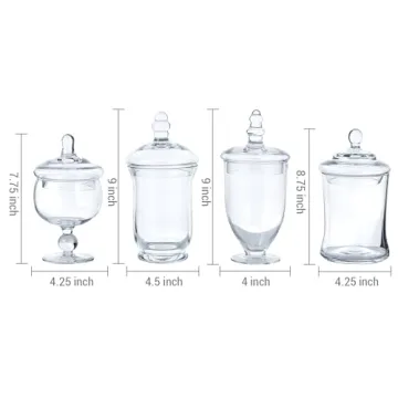 MyGift Set of 4 Glass Apothecary Jars for Events