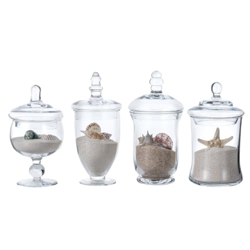 MyGift Set of 4 Glass Apothecary Jars for Events