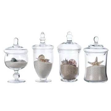 MyGift Set of 4 Glass Apothecary Jars for Events