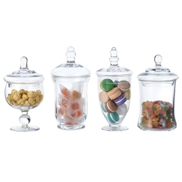 MyGift Set of 4 Glass Apothecary Jars for Events