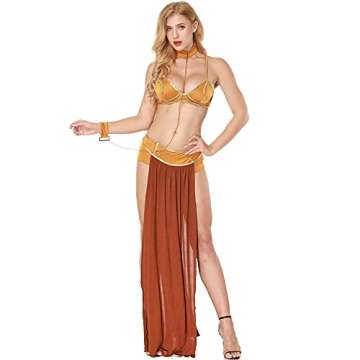 UIWFJEH Sexy Costume Princess Slave Miss Manners Uniform, Princess Leia Adult Costume, Women Halloween Cosplay Outfits