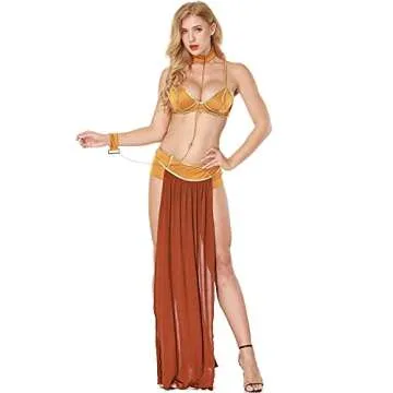 UIWFJEH Sexy Costume Princess Slave Miss Manners Uniform, Princess Leia Adult Costume, Women Halloween Cosplay Outfits