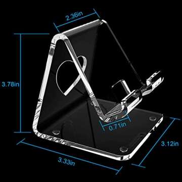 Crpich Acrylic Cell Phone Stand, Portable Phone Holder, Clear Phone Stand for Desk, Compatible with Phone15 14 13 Pro Max Mini 12 11 Plus SE, Switch, Android Smartphone, Pad, Tablet, Desk Accessories