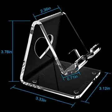 Crpich Acrylic Cell Phone Stand, Portable Phone Holder, Clear Phone Stand for Desk, Compatible with Phone15 14 13 Pro Max Mini 12 11 Plus SE, Switch, Android Smartphone, Pad, Tablet, Desk Accessories