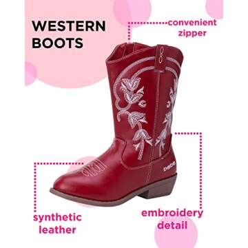 bebe Girls' Cowboy Boots - Classic Western Country Cowgirl Boots - Mid Calf Riding Shoes for Toddler...