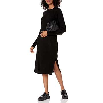 The Drop Women's Renata Rib Slounge Midi Dress, Black, S