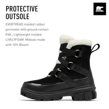 SOREL Women's Tivoli V Resort Waterproof Boot - Black, Chalk - 7.5