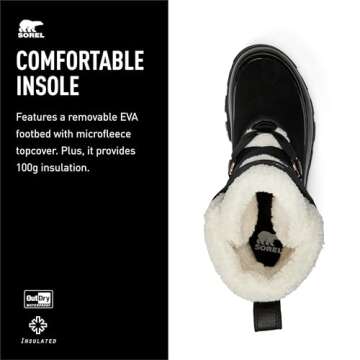 SOREL Women's Tivoli V Resort Waterproof Boot - Black, Chalk - 7.5