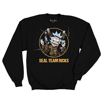 Ripple Junction Rick and Morty Seal Team Ricks Circle Adult Sweatshirt Small Black